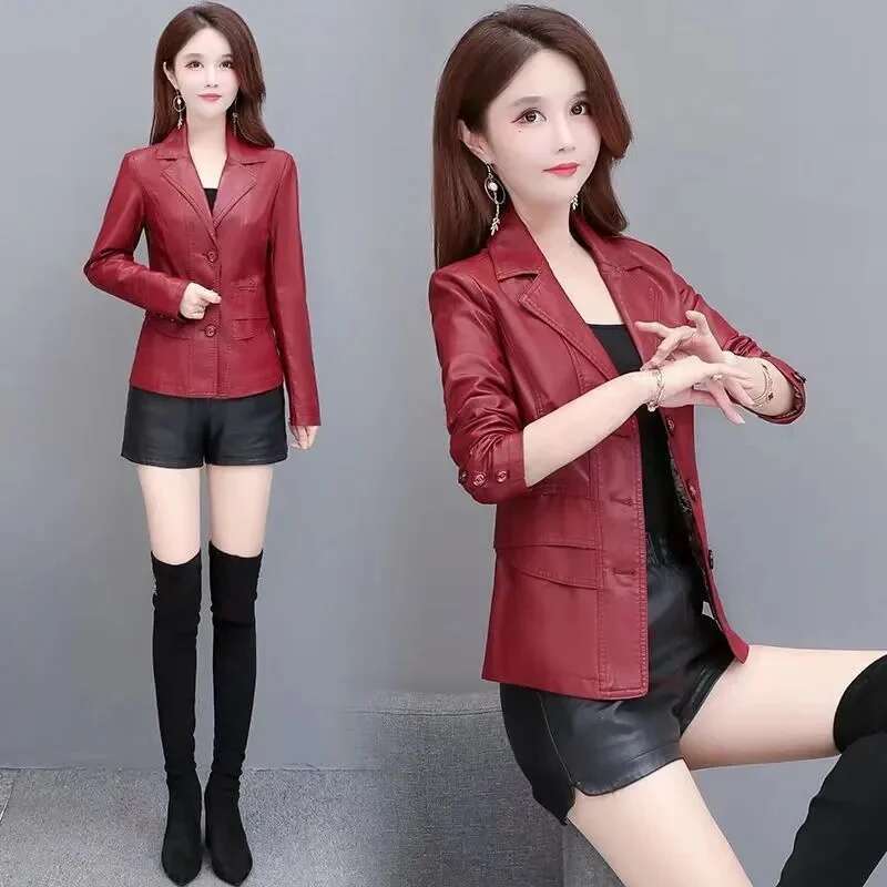Women's Short Cotton Thickened Suit 2024 New Autumn and Winter Slim Fit Slimming Leather Jacket Women