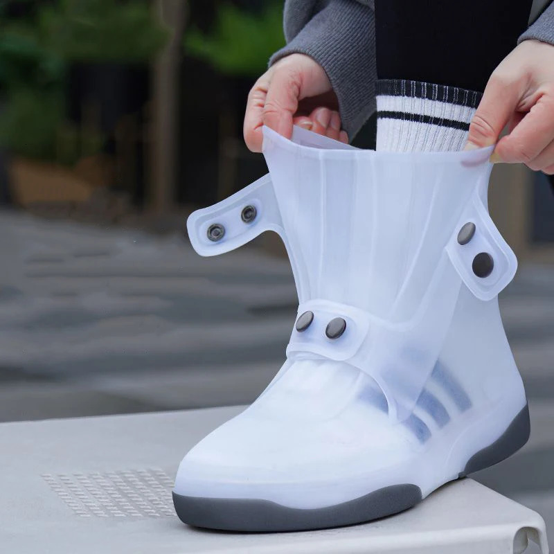 ner Two Tone Shoe Covers Waterproof Overshoes Washable Anti Skid With Button White Durable Galoshes 250219
