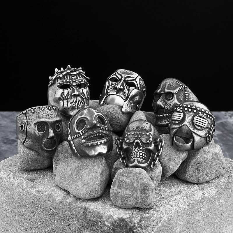 2023 Mens Slipknot Skull Mask Band Ring Gothic 316L Stainless Steel Anel Motorcycle jewelry Party Halloween Gift free shippingXJ250219