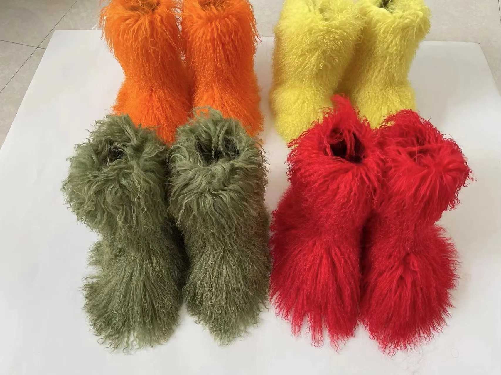 2024 80cm HEIGHT Luxury Fur OVERKNEE Boots Women Round Toe Mongolian Fur Boots Shoes Women Snow Fur Boots Z250303