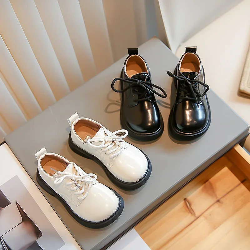 Spring Autumn Children Leather Shoes School Kids Oxfords Unisex Toddler Boys Black Dress Shoes Girls Wedding Lace-up Shoes 250219