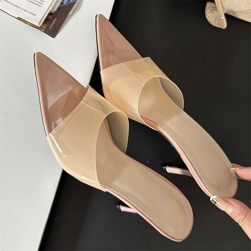 2025 New Summer PVC Transparent Candy Women Slippers Sandals Fashion Mule Beach Slides Shoes atos Mujer