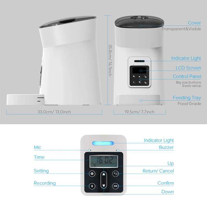 Dog Feeders 4L 6L Camera Video Automatic Pet Feeder Smart Schedule Timmer Dog Feeding For Cats Auto Meals Pet Dry Food Dispenser Bowl H250218