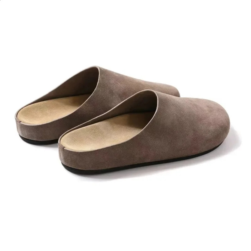 Women Suede Mules Shoes Flat Round Toe Casual Comfort Slides Thick Sole Slippers Retro Garden Mule Clog Slides 250218