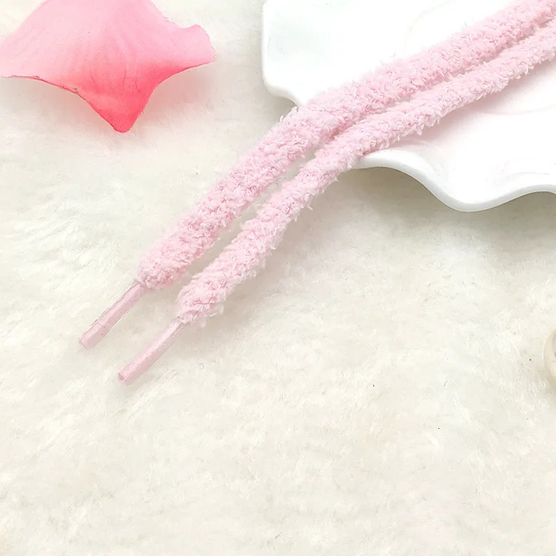 Cute Hairy Soft Pink White Black Shoelace 140160cm Women Men Hightop Canvas Flat Shoes Laces Accessories 250219