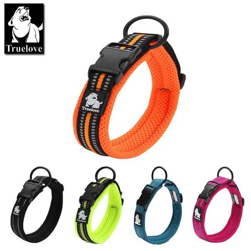 Truelove Adjustable Mesh Pad Pet Dog Collar 3M Reflective Nylon Dog Collar Durable W250219