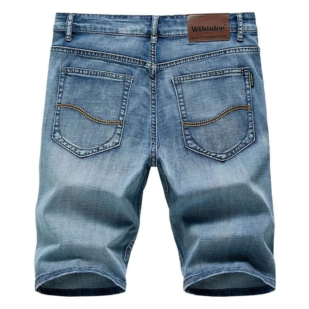 Summer American Classic Shorts Jeans Men's Designer Denim Pants Straight Stretch Casual Cool Thin Knee Blue Personalized Fashion Daily Pants