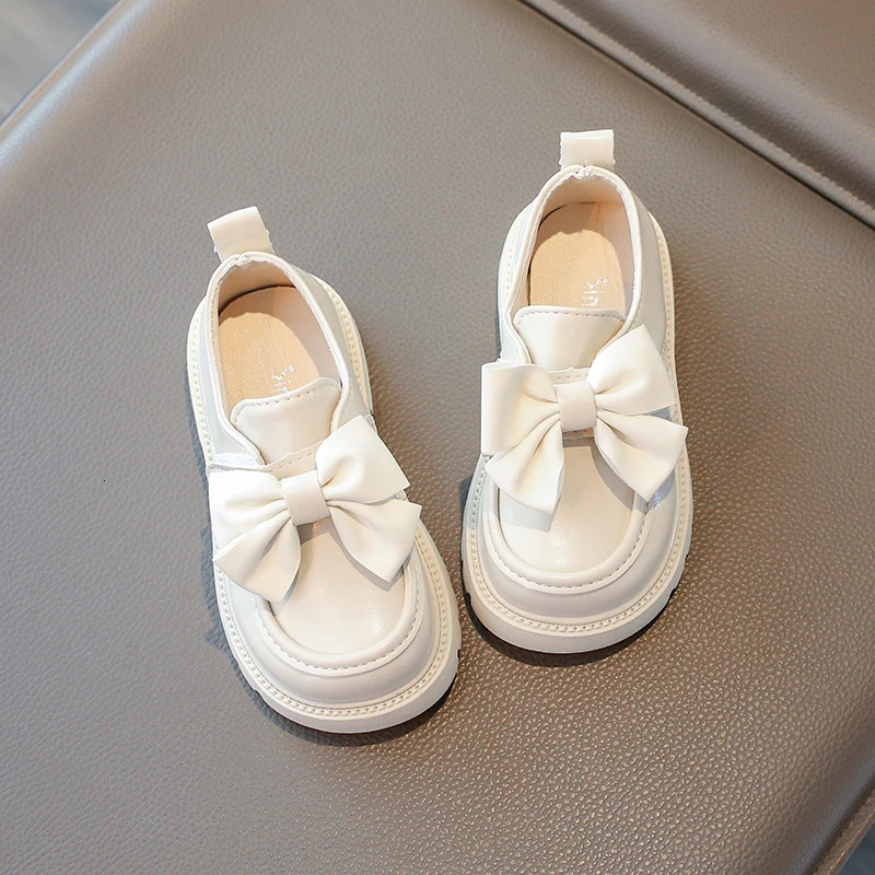 Children Leather Shoes Chunky Solid Color Stylish Kids Shoe Spring Bowknot Morden Daily School Comfy Girls Mary Janes 26-36 250219