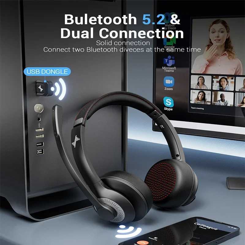 JIAMQISHI EH02U Wireless set ANC MIC for Work Cputer phones USB Dongle Mute Mic for Book set Phone Y250218