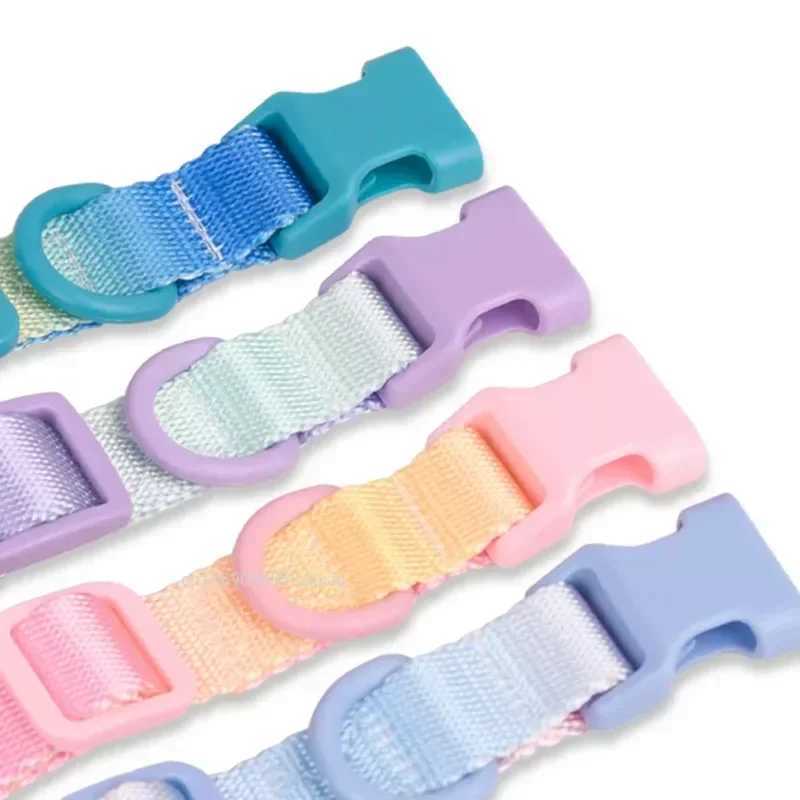 Nylon Dog Collar Adjustable Cat Small Dog Collars Gradient Pet Necklace Fashion Collars Accessories for Small Medium Large DogsXJ250218