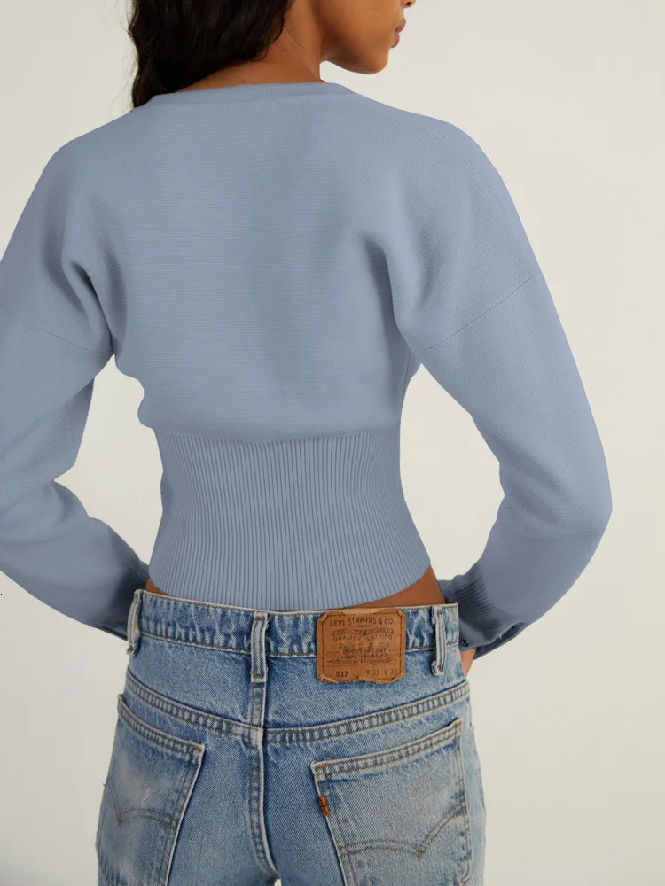 Tossy Autumn Fashion Knitwear Cardigan Top Womens Ribbed Patchwork Slim Casual Cropped Inner Top Womens Knit Cardigan Outwear 250214