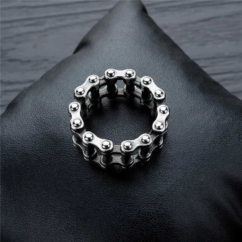 Vintage Gothic Bicycle Style Chain Rings for Men Creative Punk Rock Male Link Ring Trendy Motorcycle Chain Hiphop Unisex JewleryXJ250219