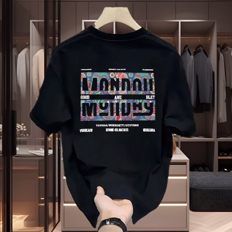Spring Cotton Designer Short Sleeved T-shirt Men's Fashion Printed T-shirt 2025 Summer New Personalized Casual Half Open Sleeve