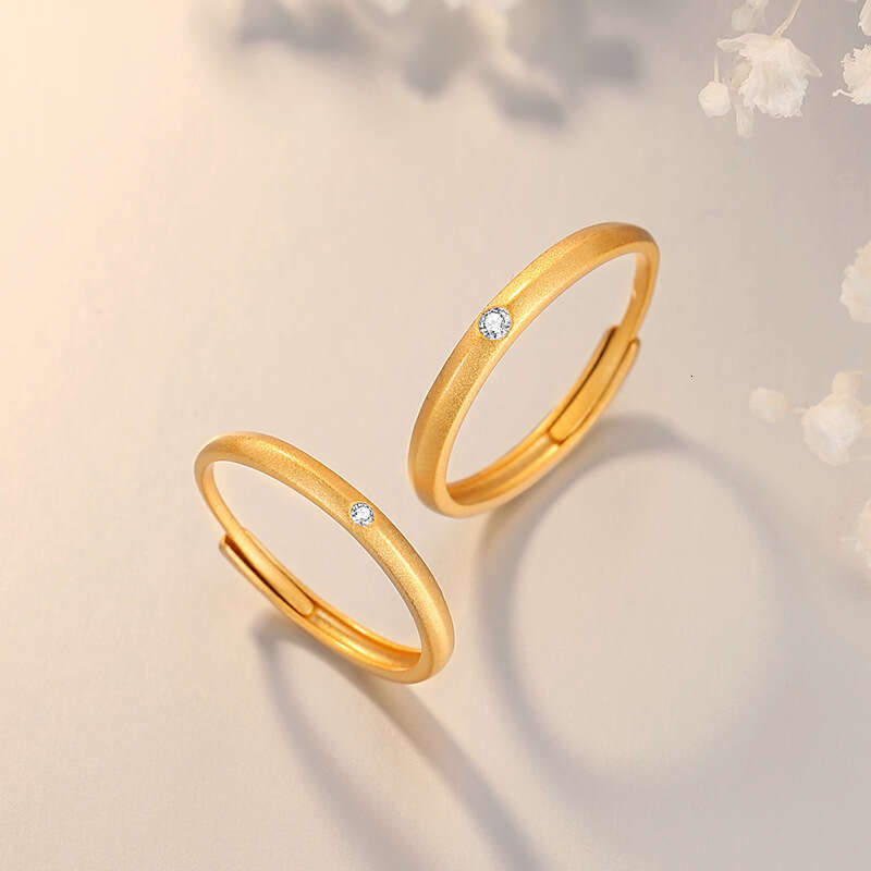 M bius Silver 999 Couple for Men Women, Light Luxury and High Grade Zircon Plain Circle 520 Matte Pair Ring