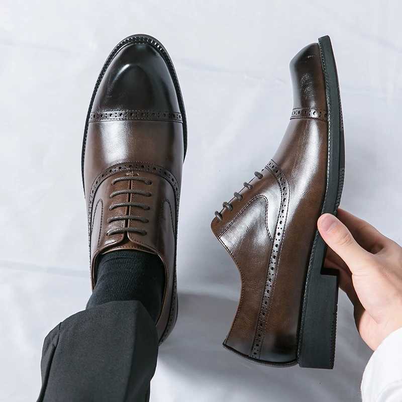 Hot Luxury Ripe-age Mens Female Business Leather Shoes Formal Black Dress Shoes Oxford Wedding Off Shoes Single Y250222