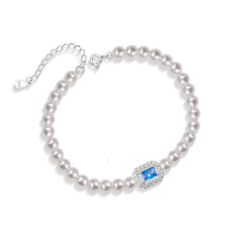 Hailao pure sier necklace, female niche design, light style, Shijia pearl collarbone chain, ins style square pendant