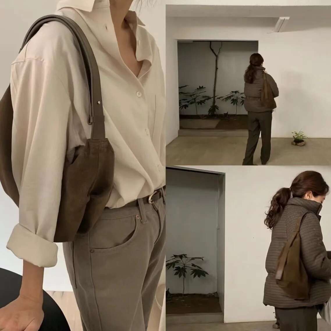 2024 New Leather Shoulder Versatile Anti Veet Underarm Suede Large Capacity Commuter Bag