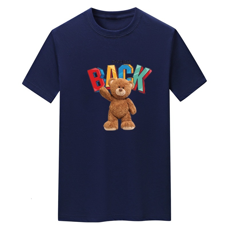 Short Men's Designer T-shirt American Fashion Street Trend T-shirt, Summer New Cotton Half Sleeved Letter Teddy Bear Personalized Print Oversized