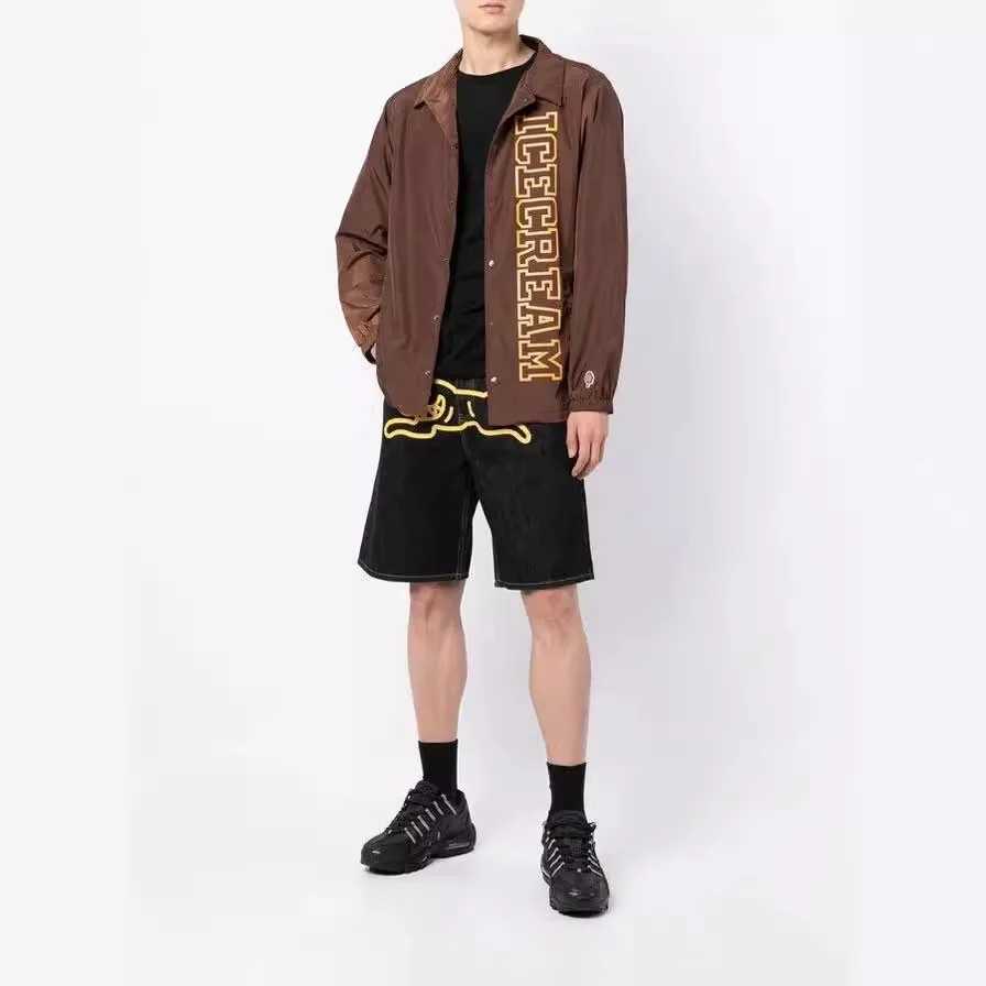 American fashion flying dog print straight leg denim shorts for men high street casual fashion wide leg five quarter pants W250219