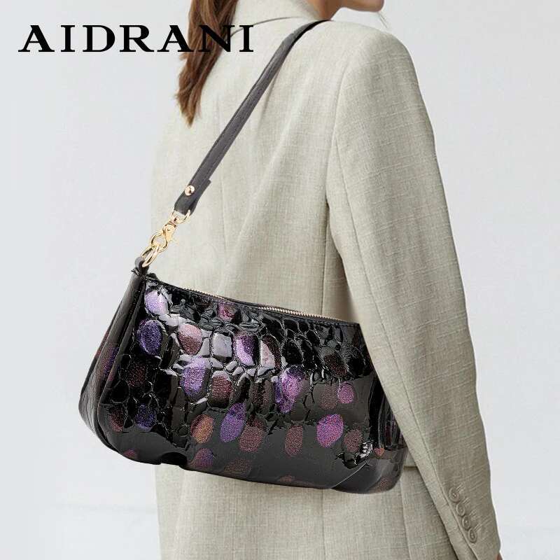 Aidrani Women's Genuine Leather Shoulder Fashionable Polka Dot Design Brand Cowhide Crossbody Bag