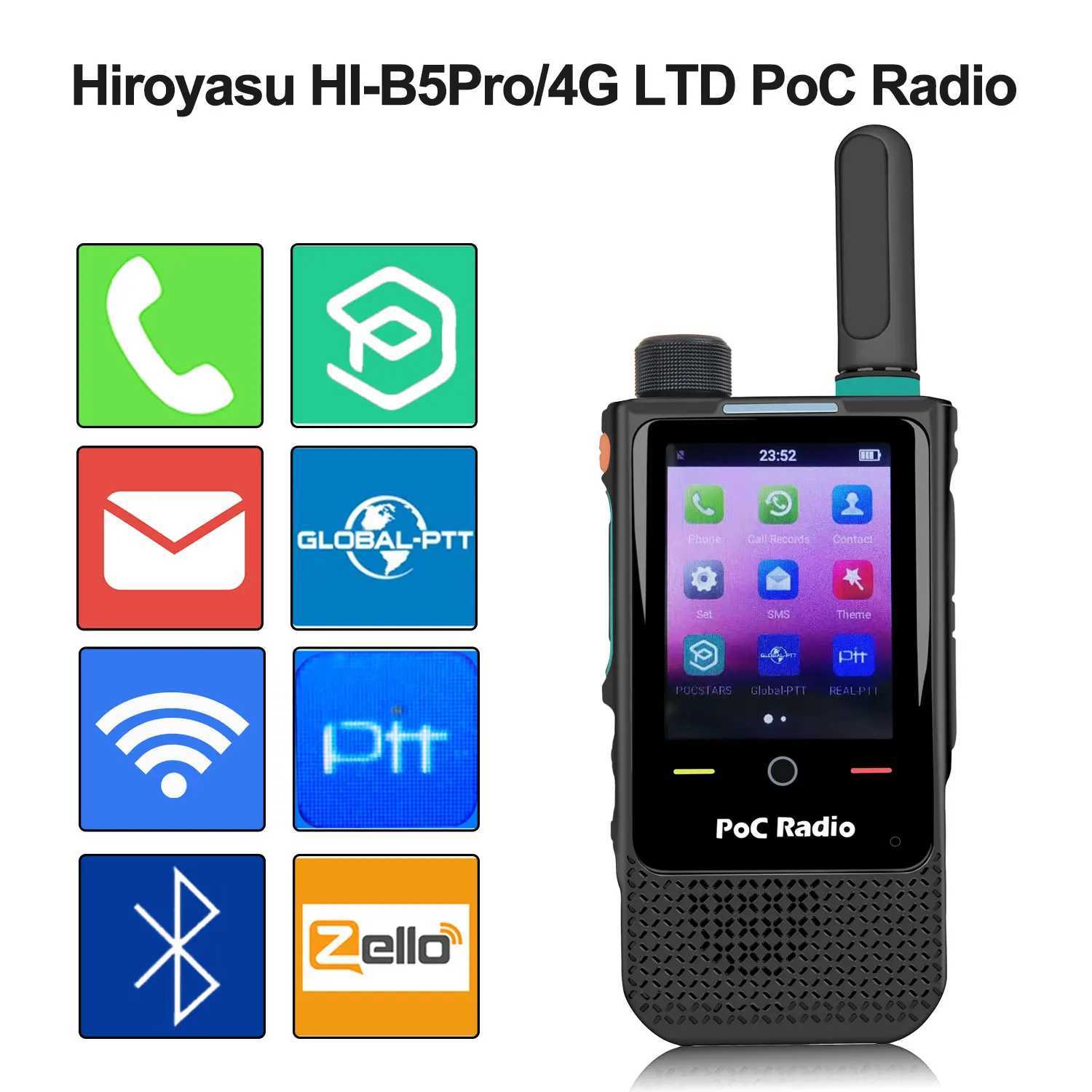 Zello Walkie Talkie HIROYASU HI-B5Pro 4G Lte PoC Radio Zello Real-PTT Global-PTT Pocstars Touch Sn 4000mAh USB-C BatteryXJ250219