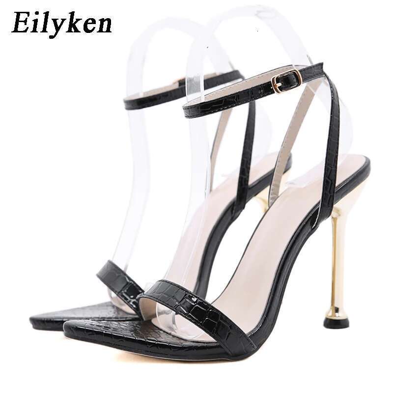 Narrow Band Ankle Buckle Strap Green High Heels Sandals Women's Pointed Toe Party Female Shoes Sandalias Mujer