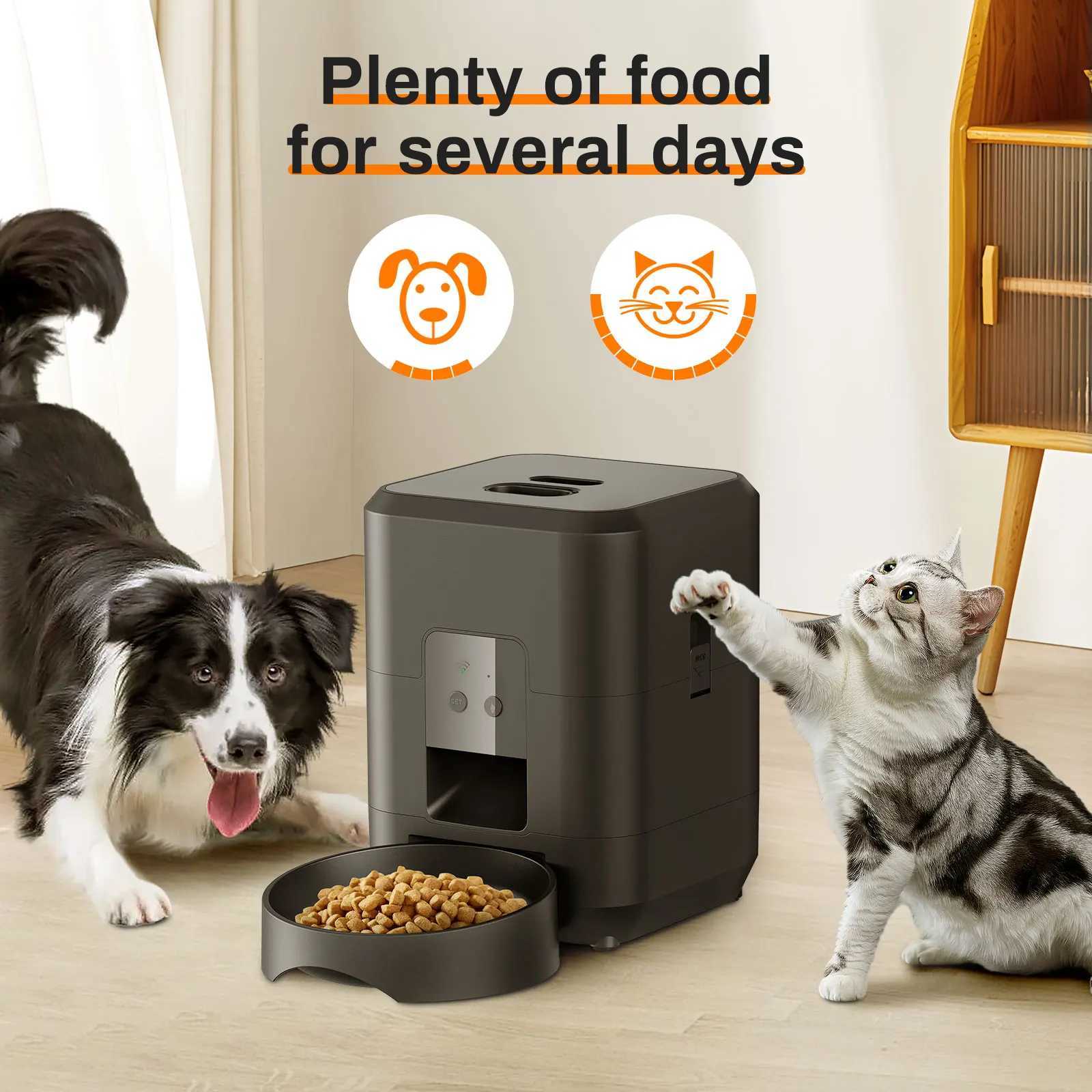 Dog Feeders Automatic cat feeder 3.5L dog dry food dispenser bowl 2L pet dog water dispenser for pet smart Tuya WIFI feeder H250218
