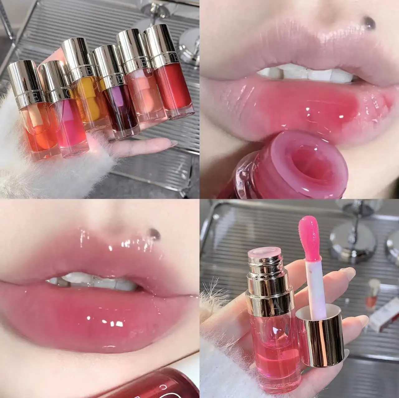 6 Colors Moisturizing Liquid Lipstick Jelly Cherry Red Pink Lip Gloss Sexy Non Sticky Cup Lip Tint Lasting Korean Lip Oil MakeupW250219
