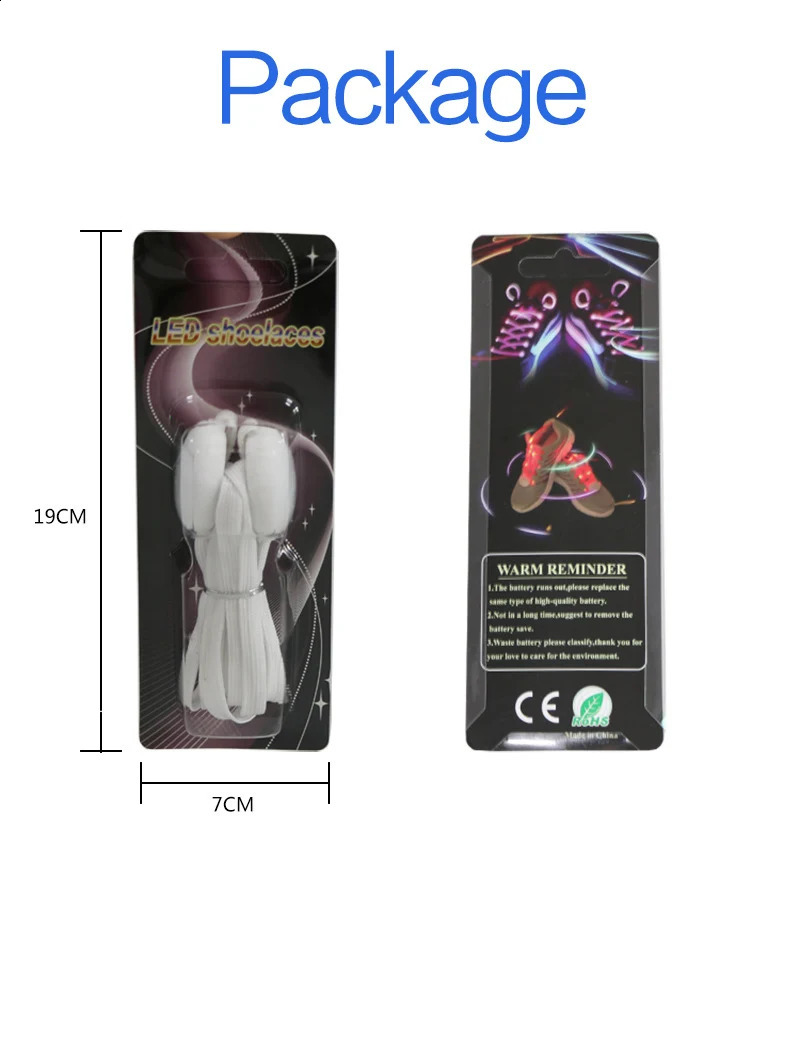 1 Pair LED Shoelaces Luminous Flashing Shoe Laces Light Up Glow Nylon Strap 120cm Round Flash No Tie 250114
