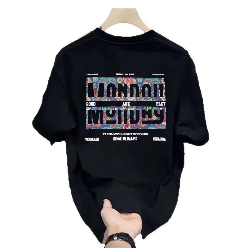 Spring Cotton Designer Short Sleeved T-shirt Men's Fashion Printed T-shirt 2025 Summer New Personalized Casual Half Open Sleeve