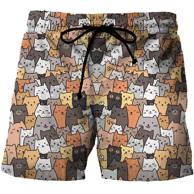 3D Cats Print Shorts Men Women Kid Fashion Y2k Leisure Oversize Short Pants Summer Cool Mens Swim Short Sport Beach Shorts W250219