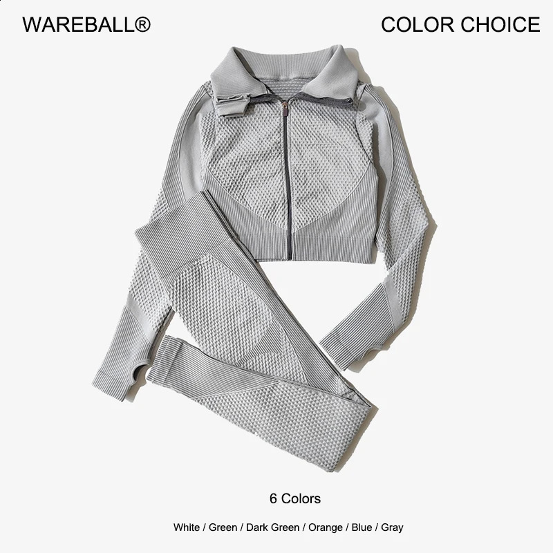 WAREBALL Seamless Yoga Sets Women Fitness Gym Clothing Long Sleeve Shirts High Waist Running Leggings Workout Pants Sports Suits 250219
