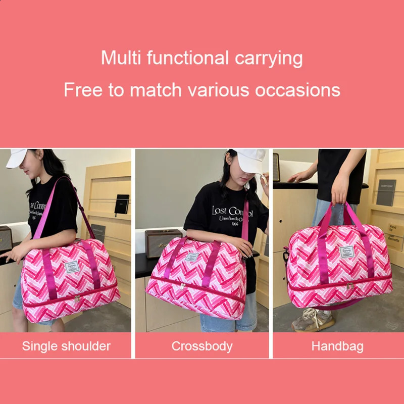 Fashion Ripple Large Capacity Travel Duffle Bag Sports Gym Bag Independent Shoe Compartment Weekend Overnight Luggage Bag 250214