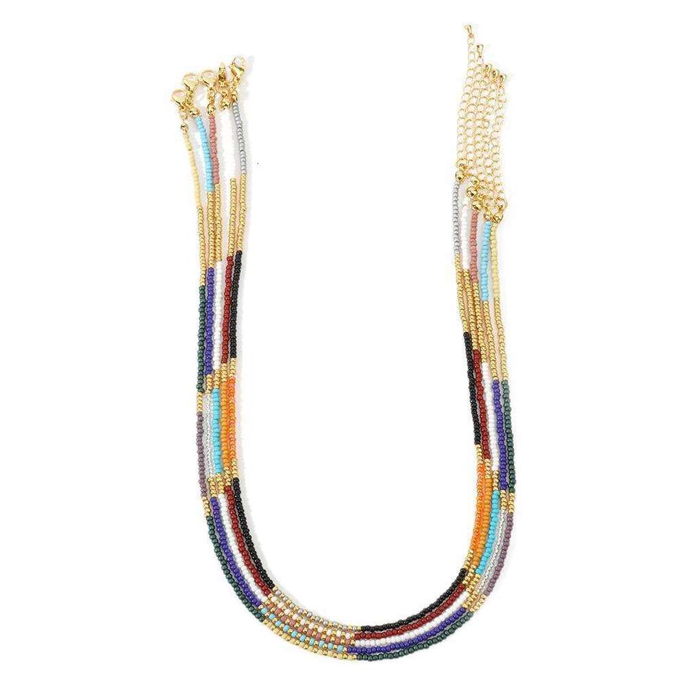 Portia Asian style contrasting color rice bead splicing short women's necklace accessory