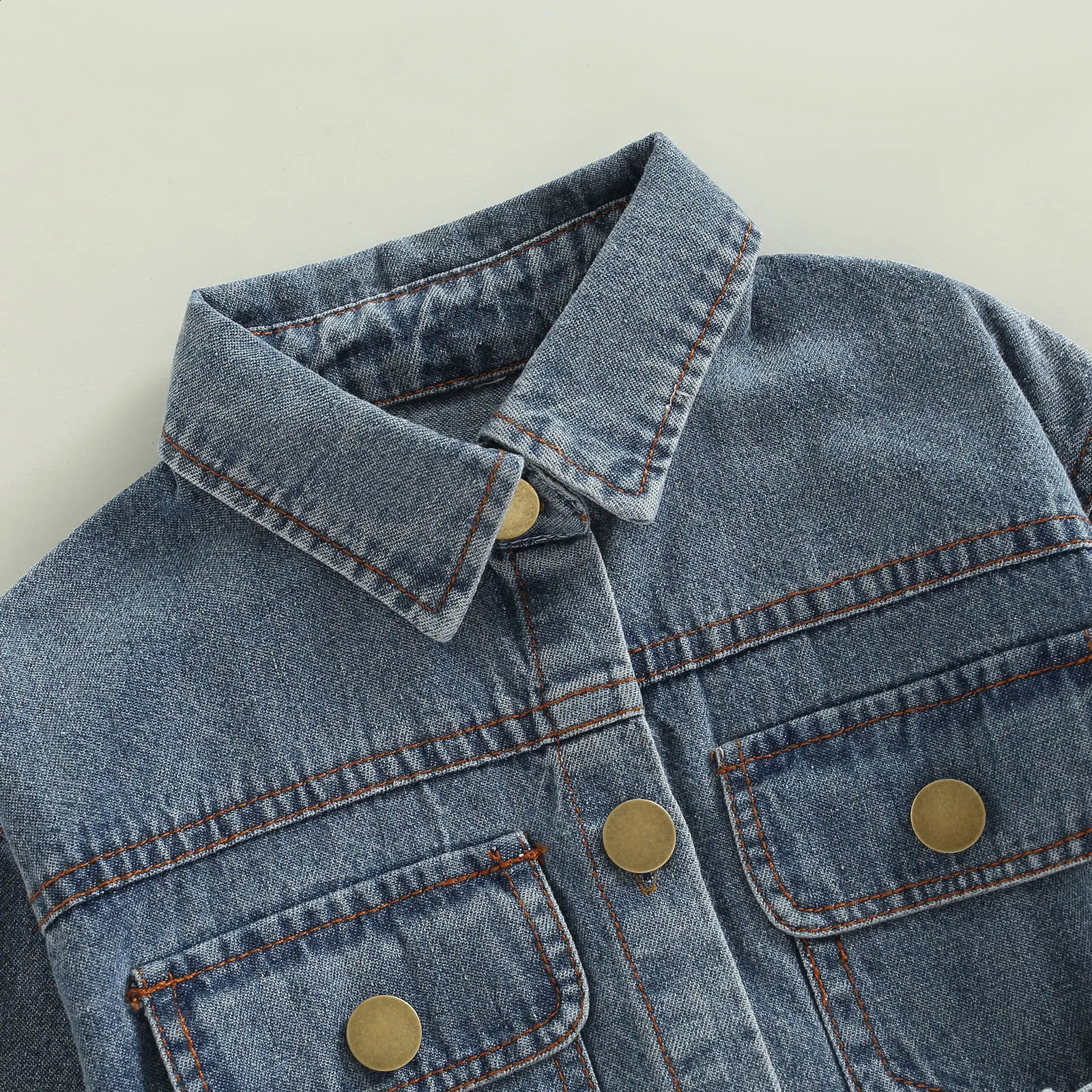 Citgeett Autumn Kids Girls Denim Dress and Waistband Blue Solid Color Long Sleeve Spring Clothes Suit 250219