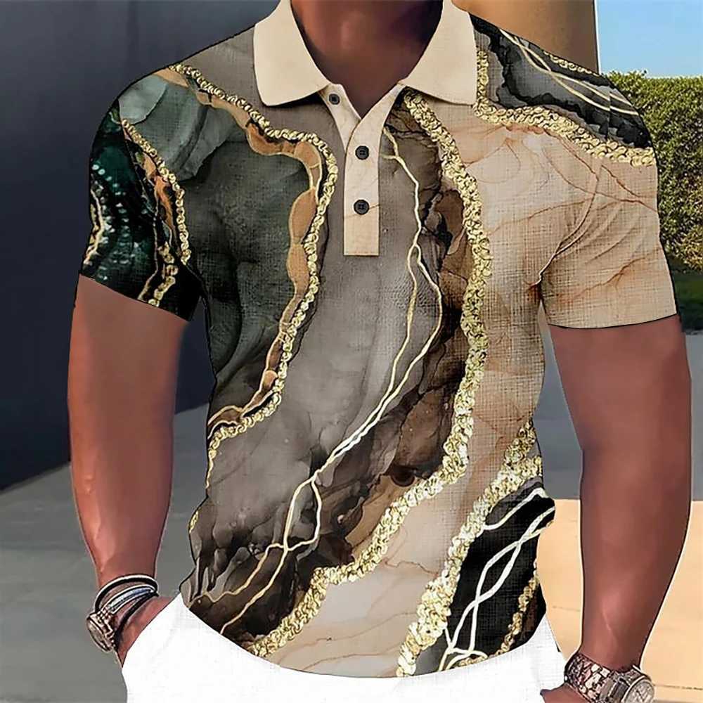 MenS Polo T-Shirt 3D Colorful Printed Fashionable MenS Clothing Summer Street Designer Short Sleeve Oversized Shirt And Blouse XJ250605