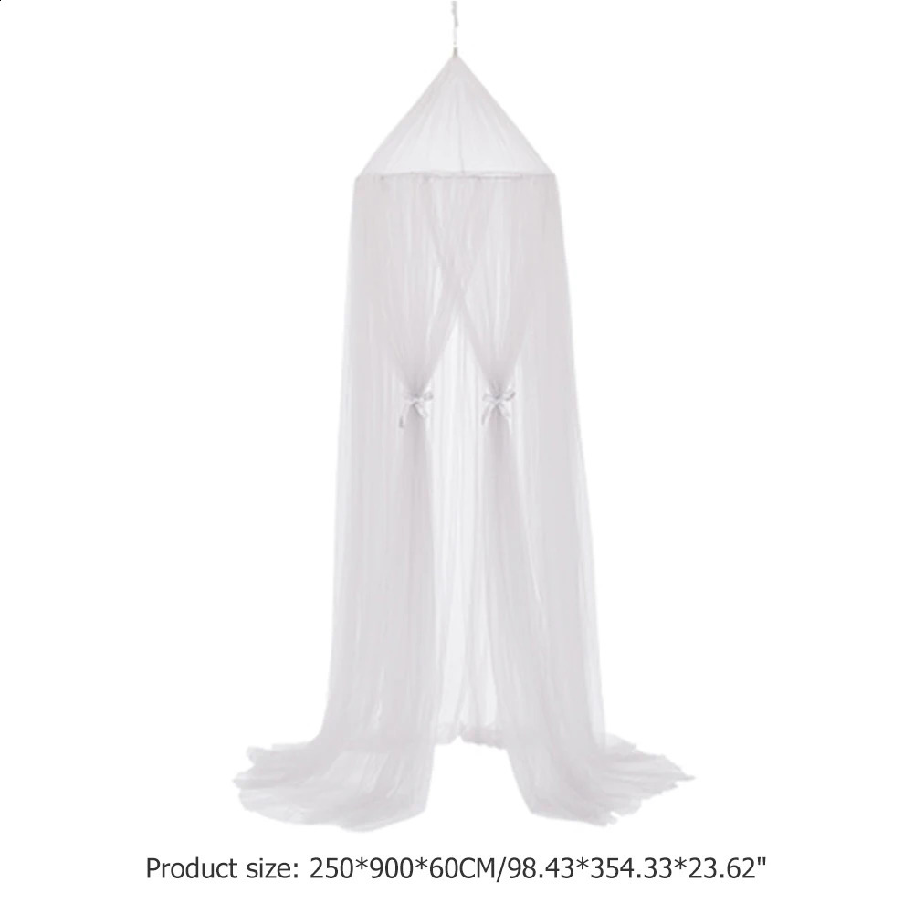 Bed Canopy Polyester Hanging Mosquito Net Princess Foldable Dome Bed Canopy Elegant Fairy Lace Dossels Bedcover For Baby 250218