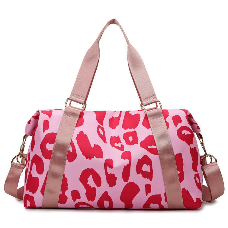 Fitness bag, large capacity, cow pattern, fashionable and trendy storage luggage bag, women's short distance outdoor travel bag, business travel 