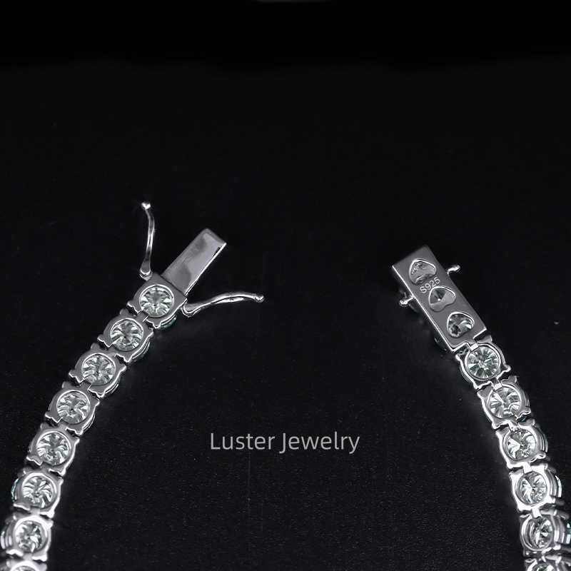 Luster Jewellery VVS D White 3/4/5mm Chain 925 Sterling Silver Moissanite Tennis Bracelet