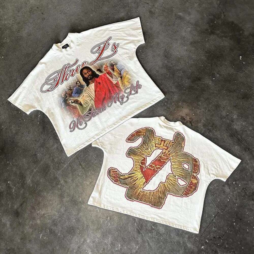 Y2k retro new hip-hop pattern printed men oversized T-shirt street short sleeved casual punk couple haruku y2k top