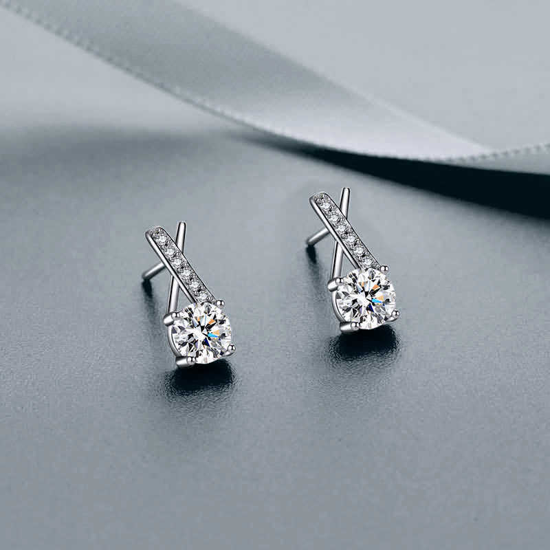 Luster Advanced Trendy Style 1carat D White Moissanite 925 Sterling Silver Gemston Jewelry Women Earrings