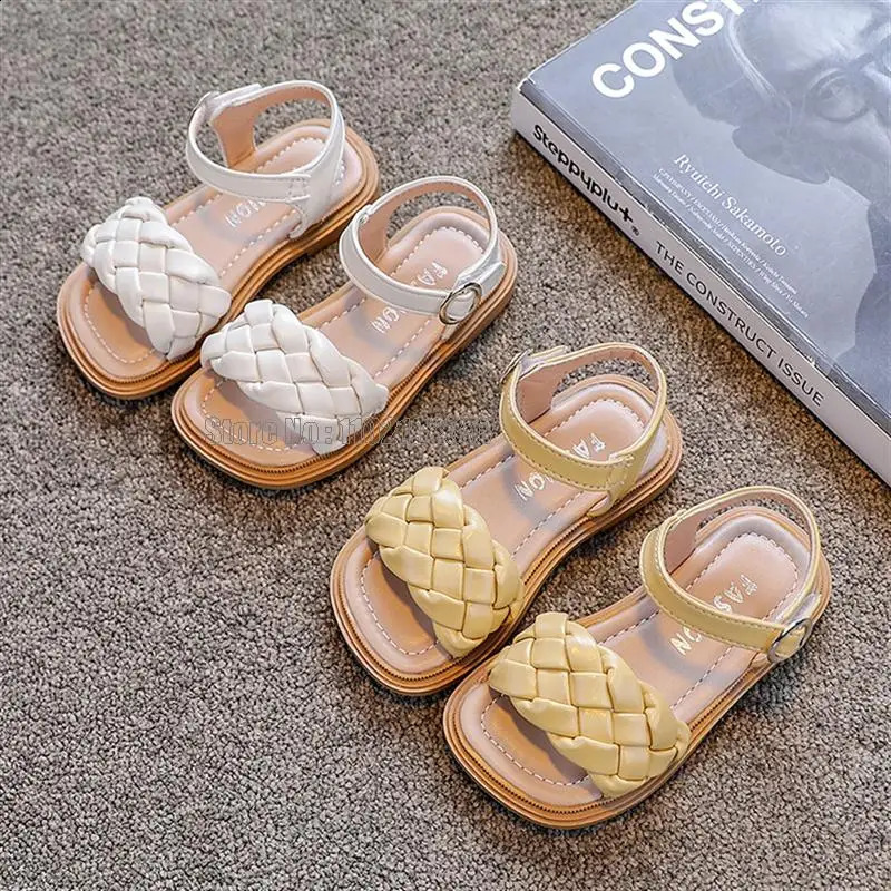Kids Summer Toddler Flats Little Girls Fashion Beach Sandals Princess Dress Party Weave Soft Sole Baby Toddler Shoes 250218