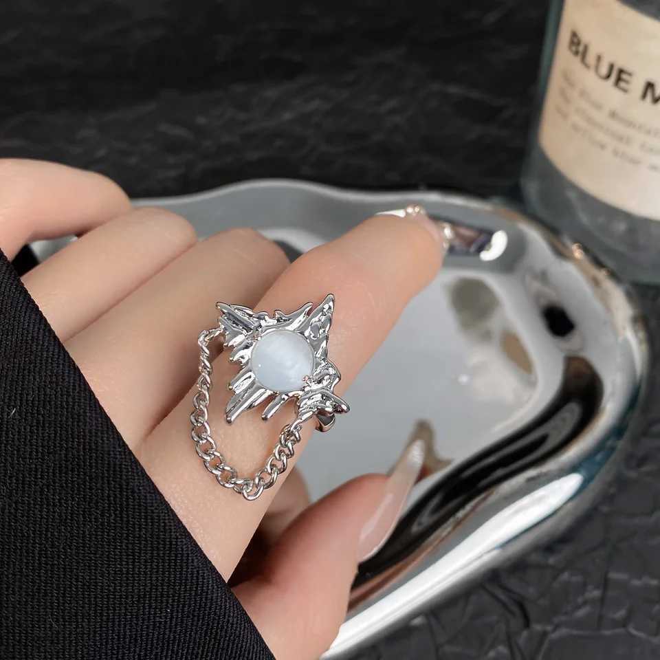 Vintage Irregular Pearl Open Ring for Women Men Punk Gothic Sliver Color Crystal Adjustable Couple Rings Y2K Egirl Jewelry GiftsXJ250219