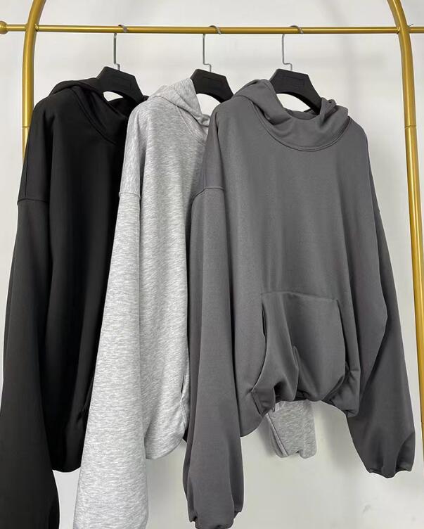 Mens solid color doublelayer oversized zipper cotton retro highquality hoodie springsummer casual streetwear R250219