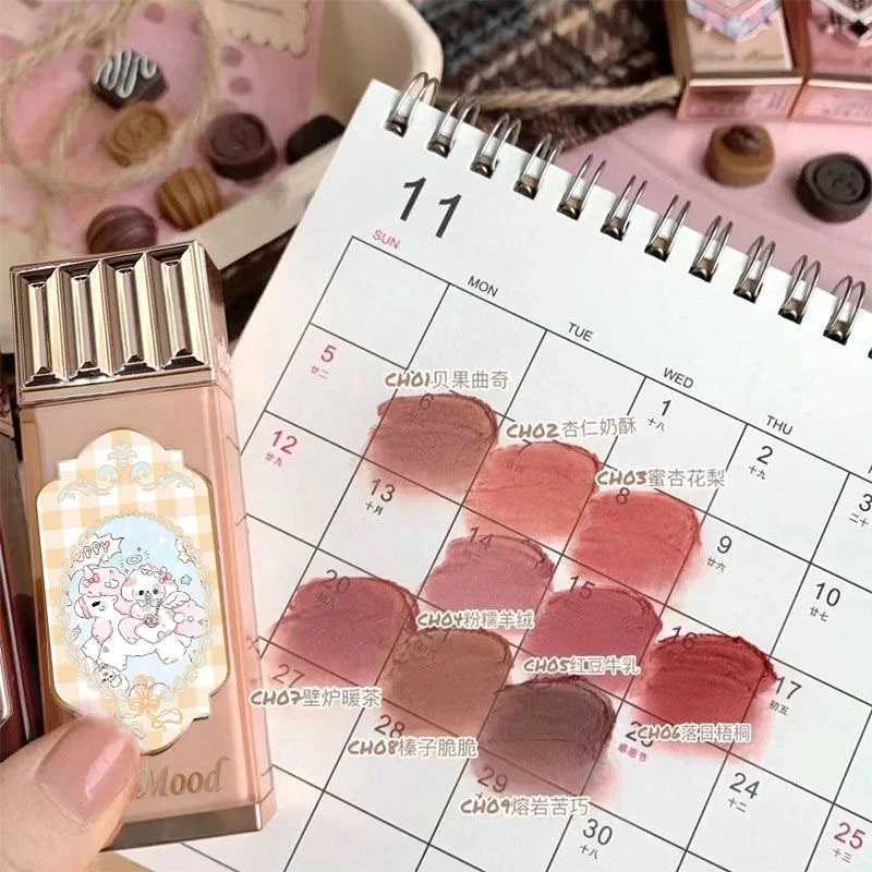 KEKEMOOD Chocolate Shop Cloud Lip Cream Delicate Clear Thin Autumn And Winter Milk Tea ColorW250219