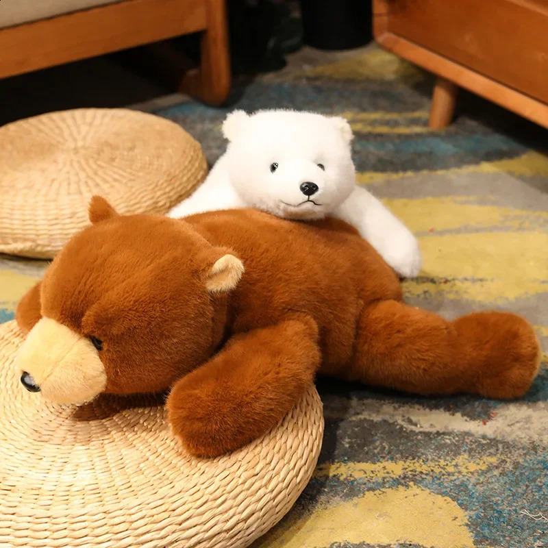 Kawaii Comfort Soft Animal Plush Throw Pillow Polar Bear Brown Bear Panda Lying On The Stuffed Animal Doll Pillow Decorate Room 250219