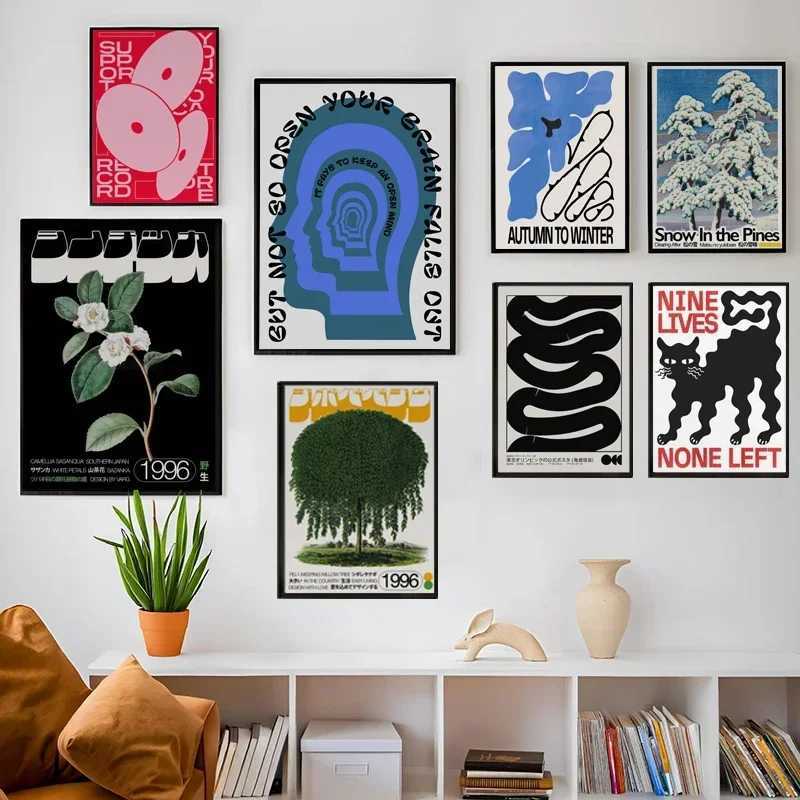Modern Abstract Open Your Mind Blue Waves Wall Art Posters Vintage Japanese Print Canvas Painting For Living Ro He Decor Y250218