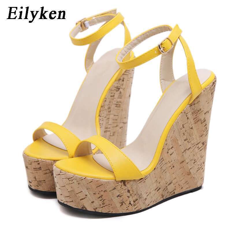 Open Toe Ankle Strap Platform Wedges Women Sandals Super High Cover Heel Gladiator Buckle Ladies Summer Shoes