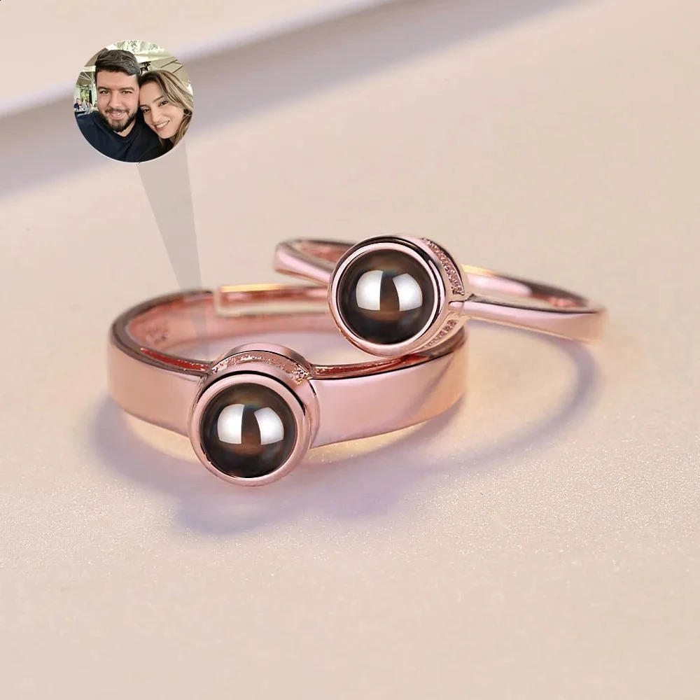 2pc Personalized Custom Po Projection Rings For Women Men Couples Ring Gifts For Her Valentines Day Gifts Memorial Jewelry 250214