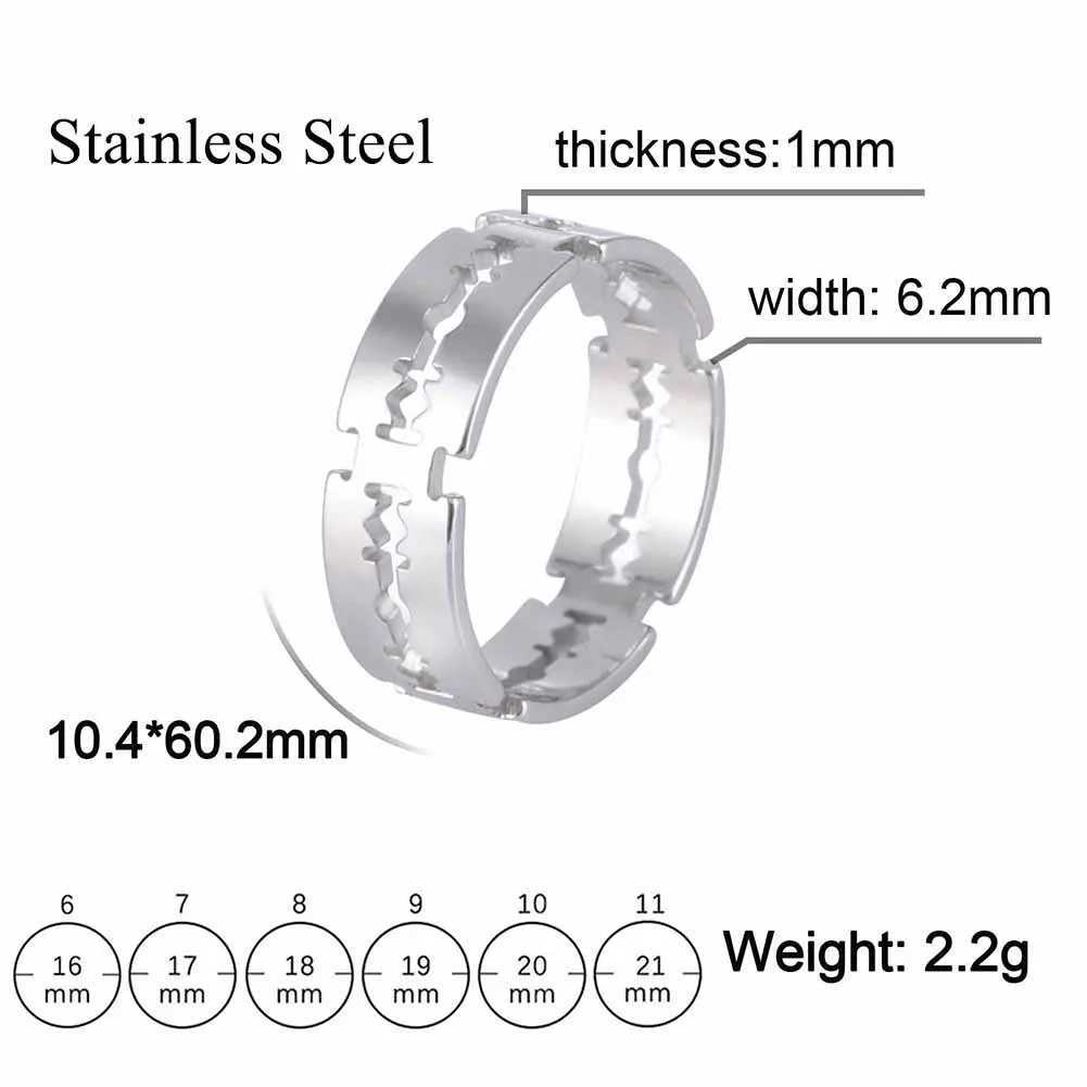 COOLTIME Stainless Steel Blade Rings for Men Women Punk Hip Hop Rock Silver Color Couple Ring Fashion Jewelry Gift WholesaleXJ250219